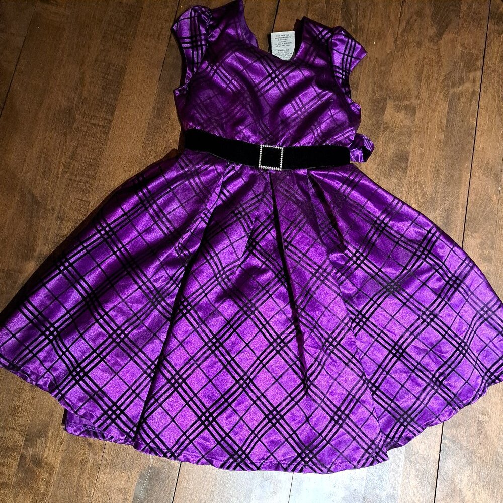 Jona Michelle purple black taffeta fancy formal dress size 8